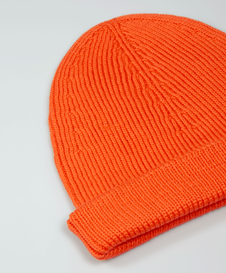 Bonnet en laine mérinos orange -