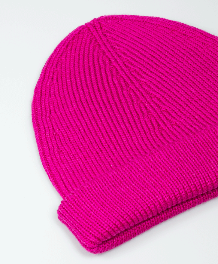 Bonnet en laine mérinos fuchsia -