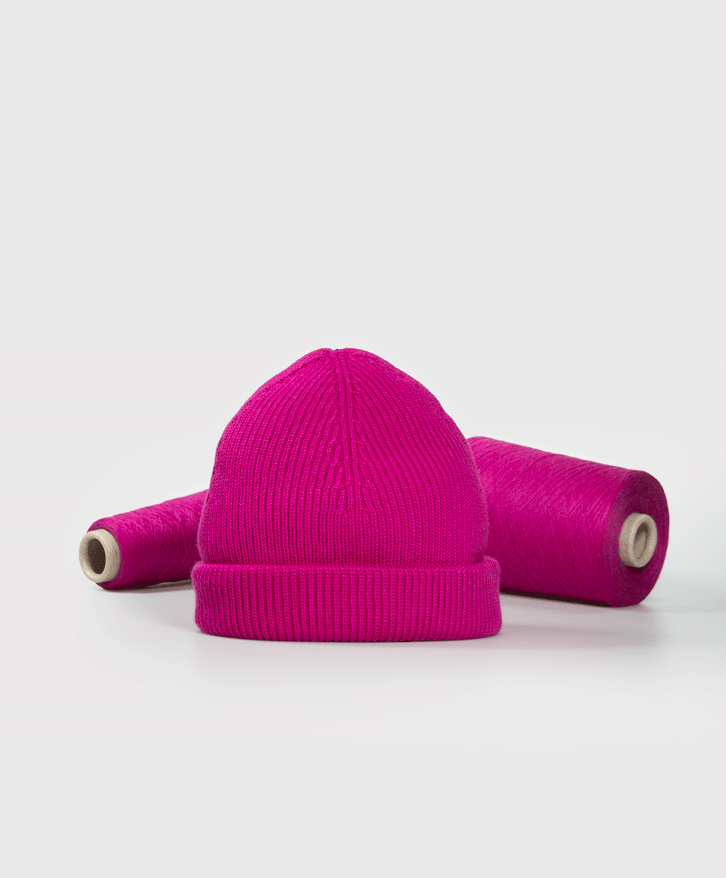 Bonnet Fuchsia En Laine Fait Main - Taille Unique, Hiver, Avec Cordons - Occasion Bon État