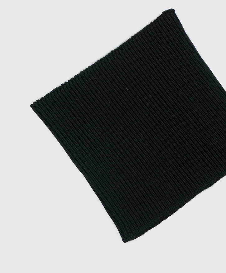 Tour de cou en laine mérinos noir -