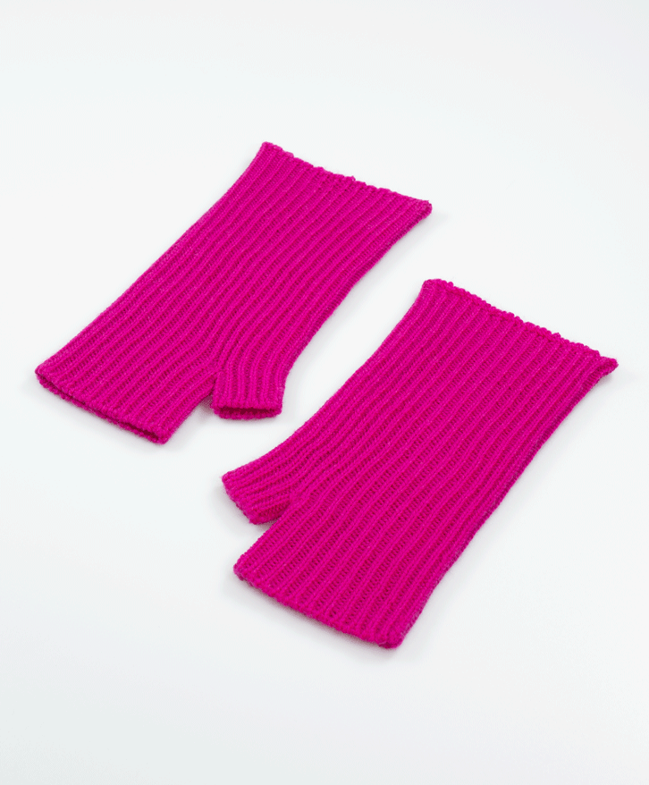 Mitaines en laine mérinos fuchsia -