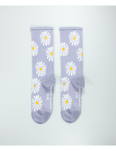 Chaussettes hautes marguerites pailletées