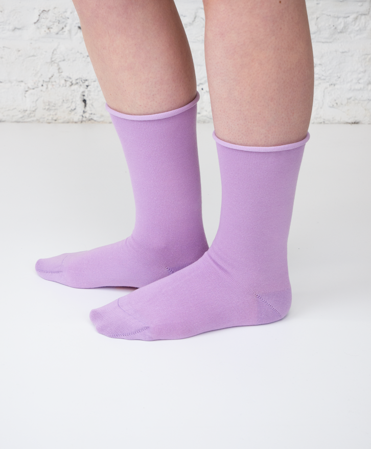 Chaussettes mi-hautes roulottées coton -