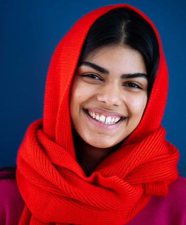 Écharpe en laine mérinos coquelicot