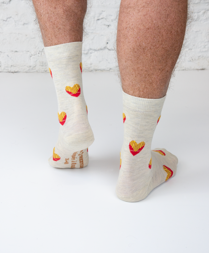Chaussettes hautes motifs cœurs frites