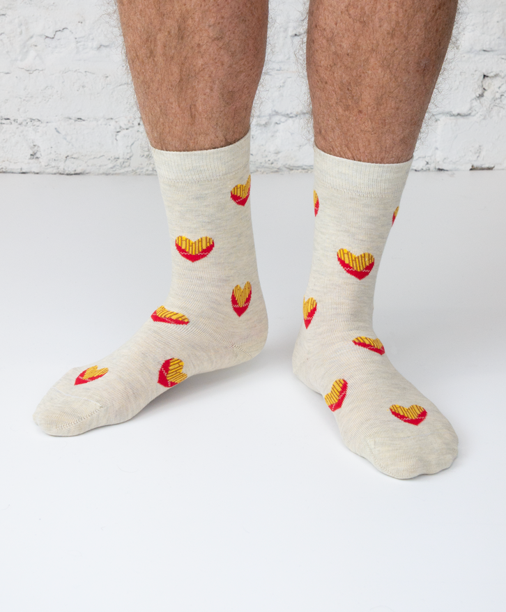 Chaussettes hautes motifs cœurs frites -