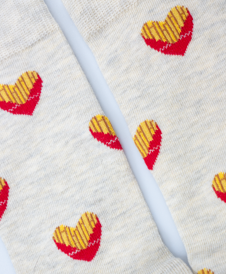 Chaussettes hautes motifs cœurs frites -