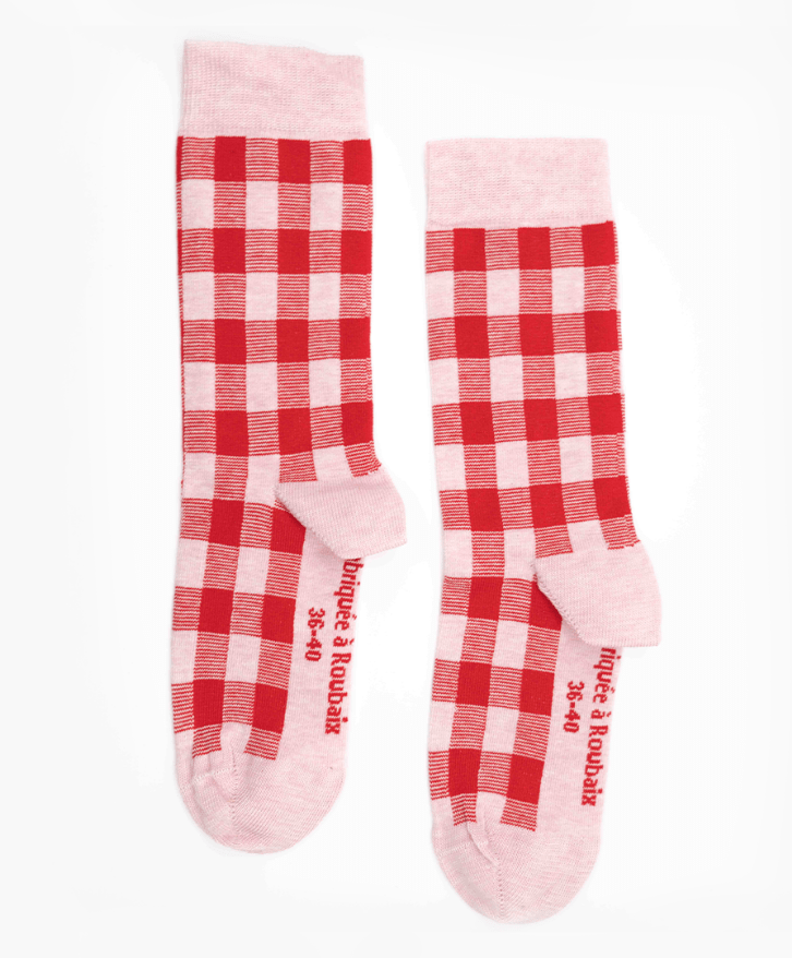 Chaussettes vichy en coton bio -