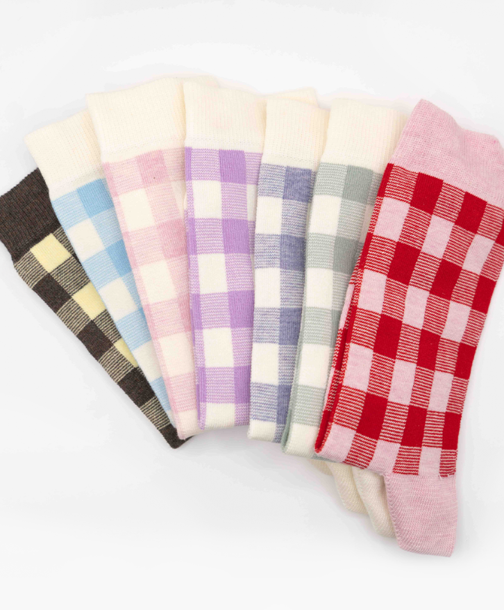 Chaussettes vichy en coton bio -