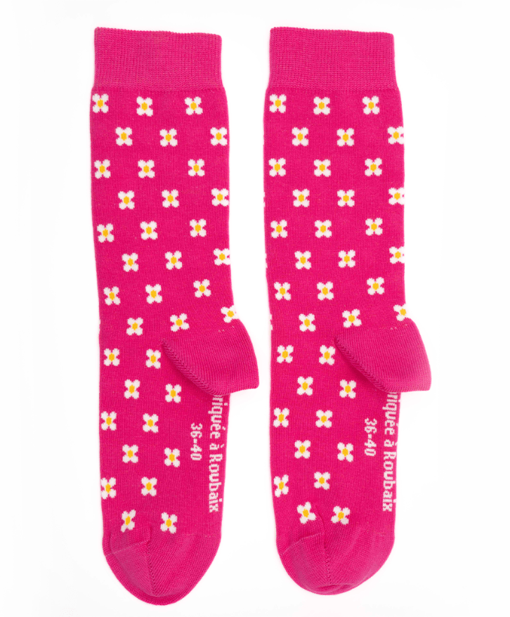 Chaussettes petites fleurs en coton bio -