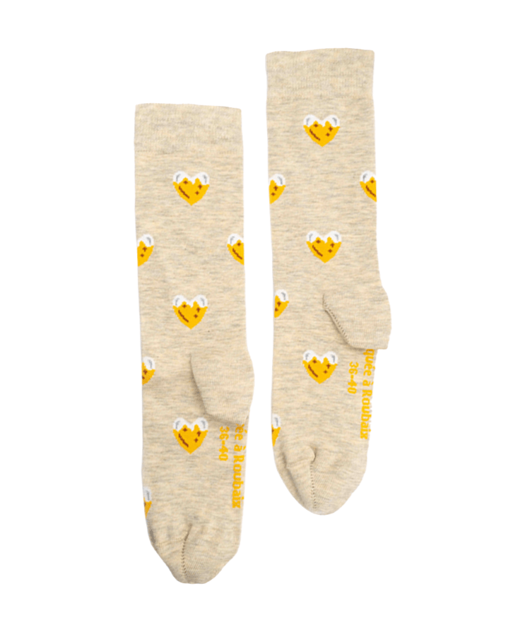 Chaussettes hautes motifs cœurs mousse - Chaussettes hautes motifs cœurs mousse