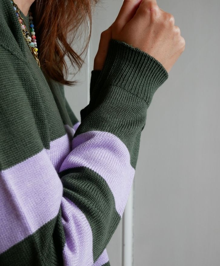 Pull mérinos rayé grandes lignes femme -
