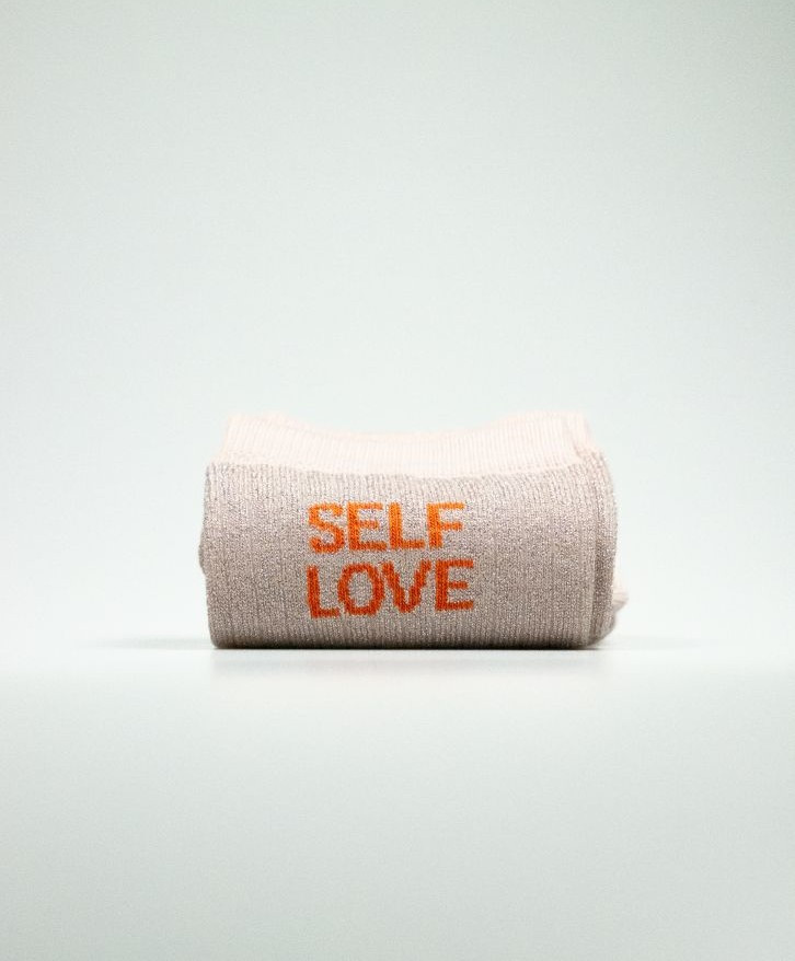 Chaussettes côtelées paillettes "Self love" - Chaussettes côtelées paillettes "Self love"