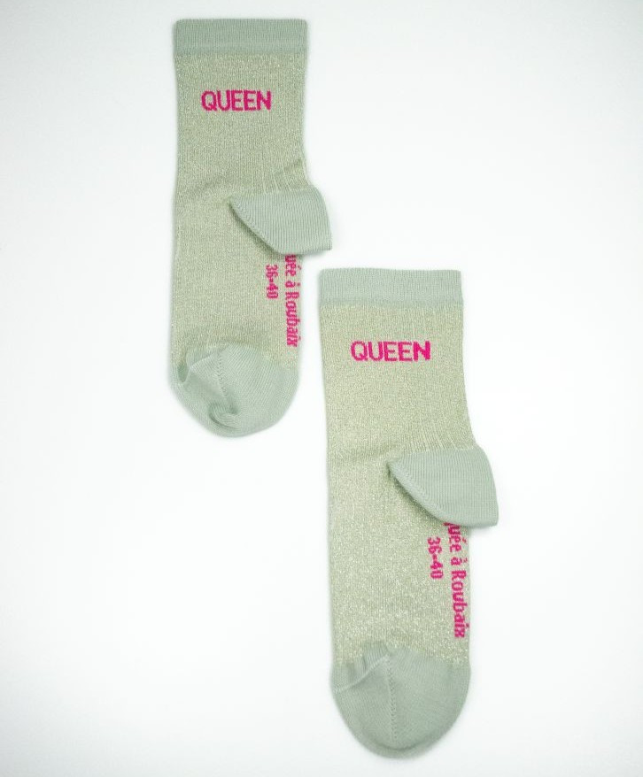Chaussettes côtelées paillettes "Queen" - Chaussettes côtelées paillettes "Queen"