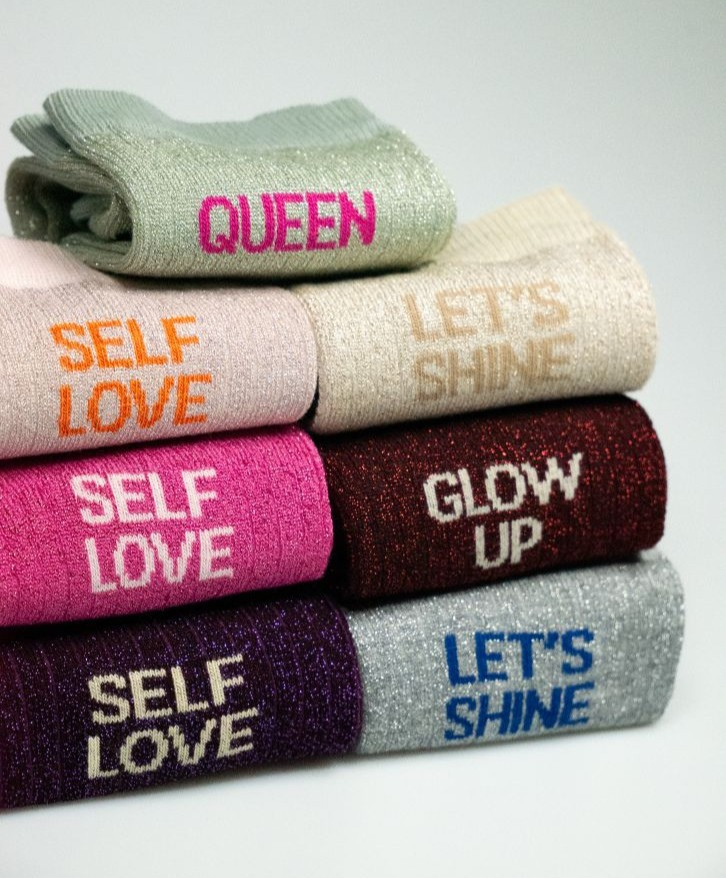 Chaussettes côtelées paillettes "Glow up" -