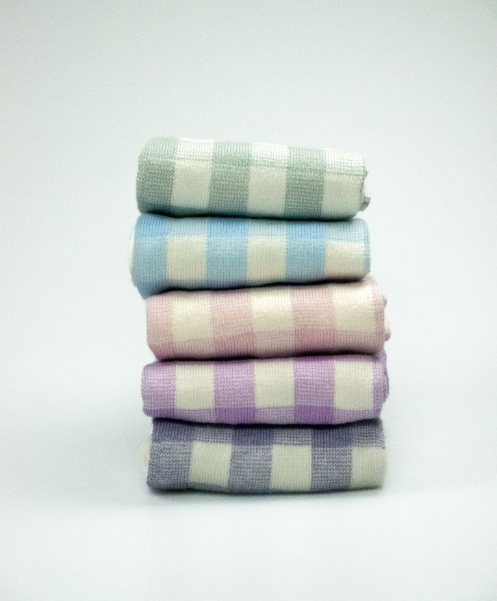 Chaussettes vichy pastel -