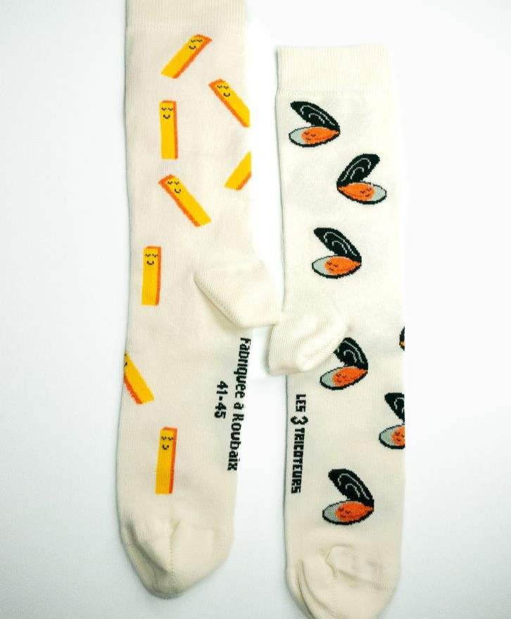 Chaussettes hautes moules frites dépareillées - Chaussettes hautes moules frites dépareillées
