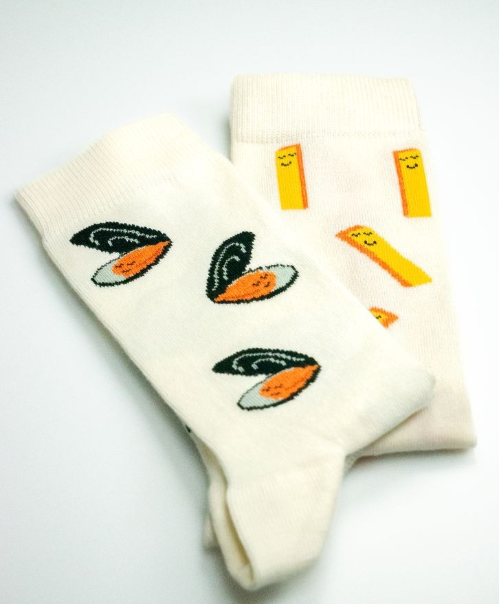 Chaussettes hautes moules frites dépareillées - Chaussettes hautes moules frites dépareillées