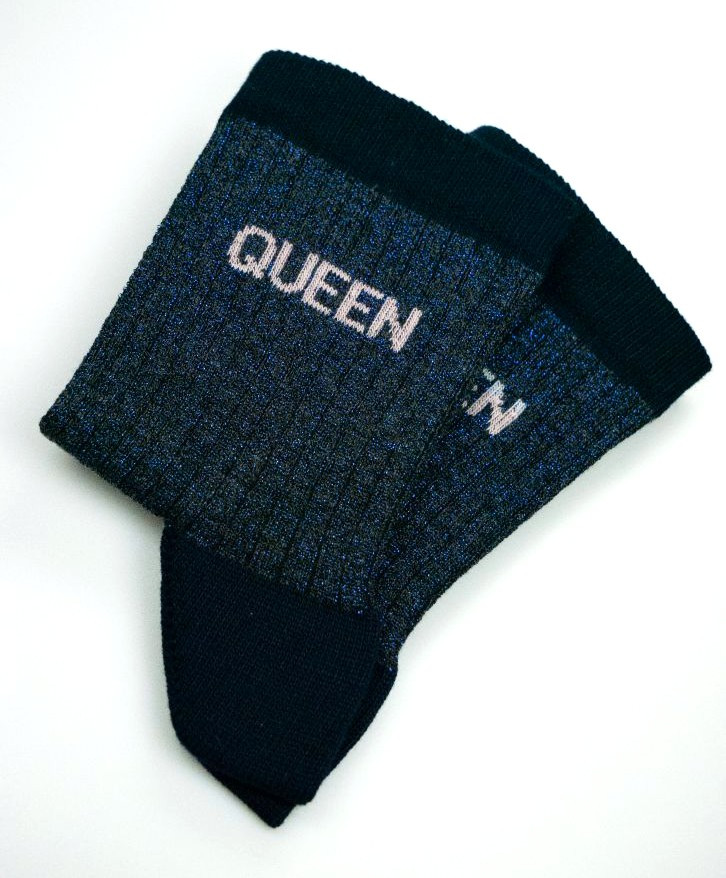 Chaussettes côtelées paillettes "Queen" -