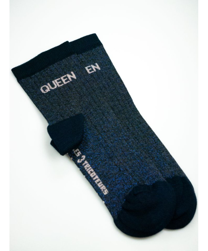 Chaussettes côtelées paillettes "Queen" -