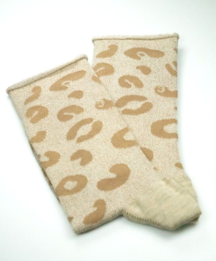 Chaussettes hautes roulottées léopard -