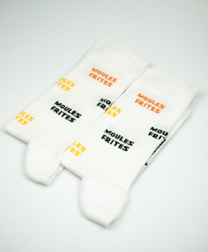 Chaussettes moules frites texte -