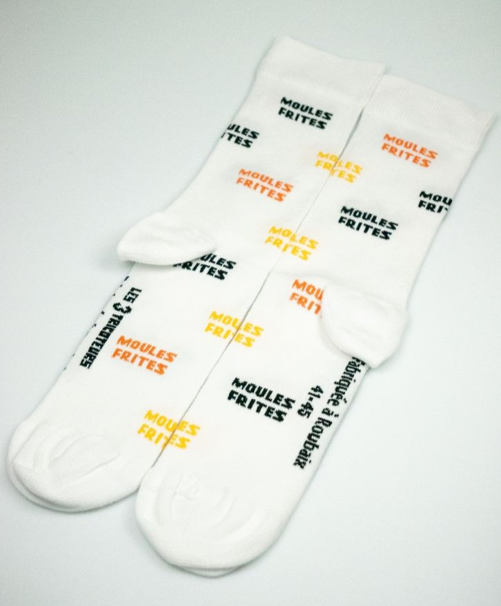 Chaussettes moules frites texte - Chaussettes moules frites texte