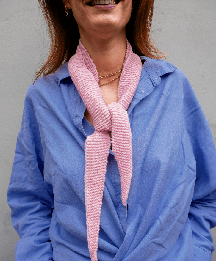Foulard en laine mérinos rose pâle -