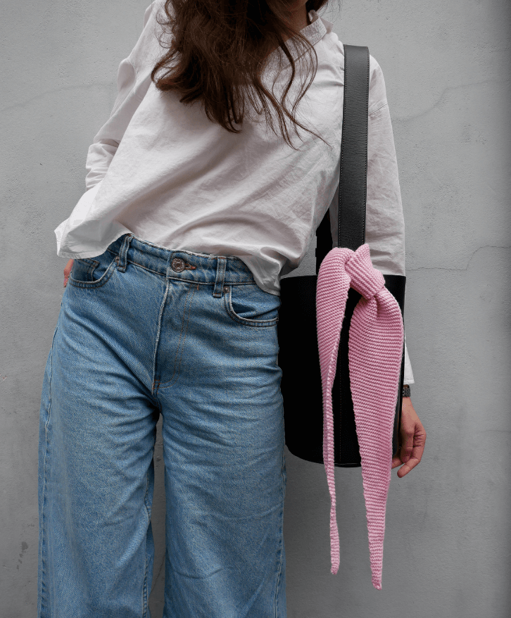 Foulard en laine mérinos rose pâle -