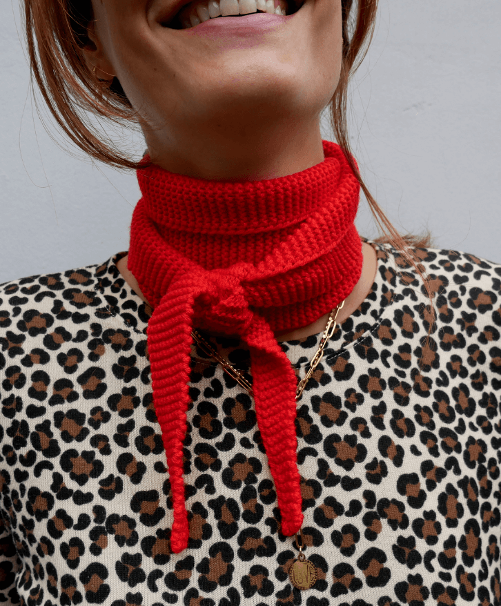 Foulard en laine mérinos coquelicot -