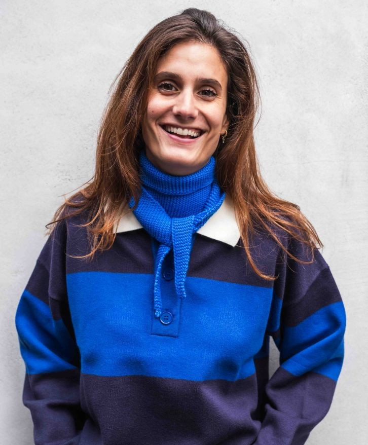 Foulard en laine mérinos bleu électrique -
