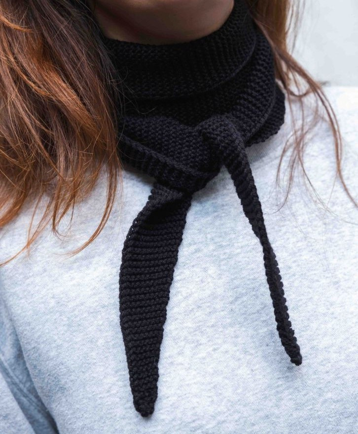 Foulard en laine mérinos noir -
