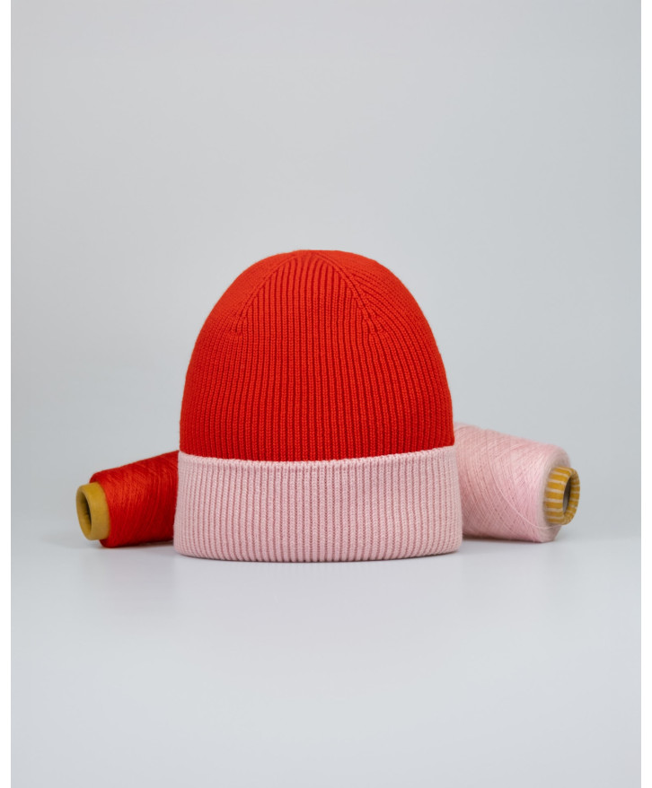 Bonnet bicolore coquelicot - rose