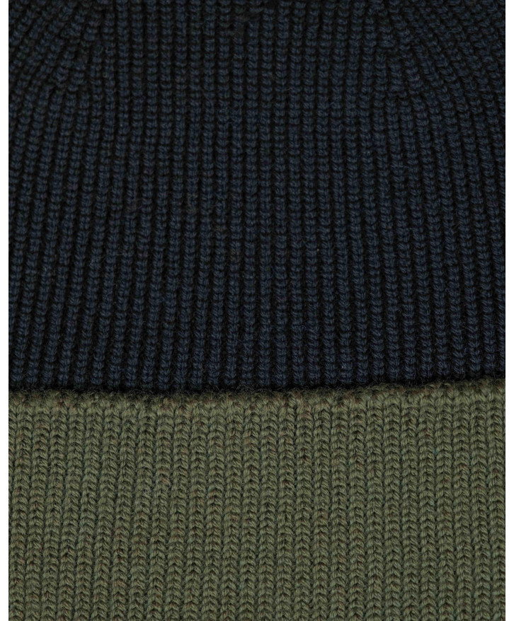 Bonnet bicolore noir - kaki -