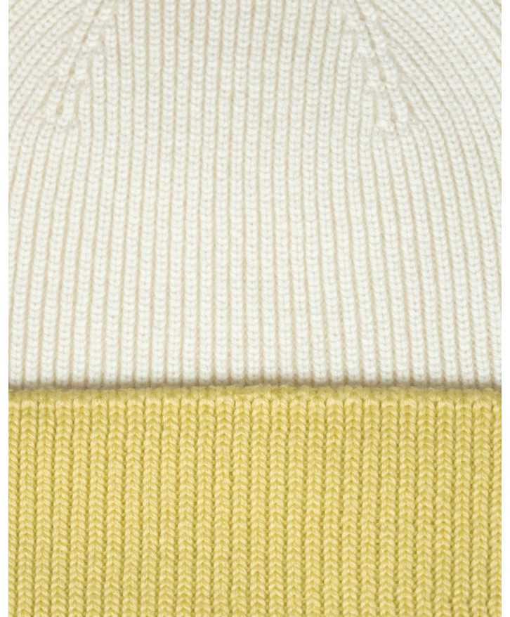 Bonnet bicolore écru - jaune pâle