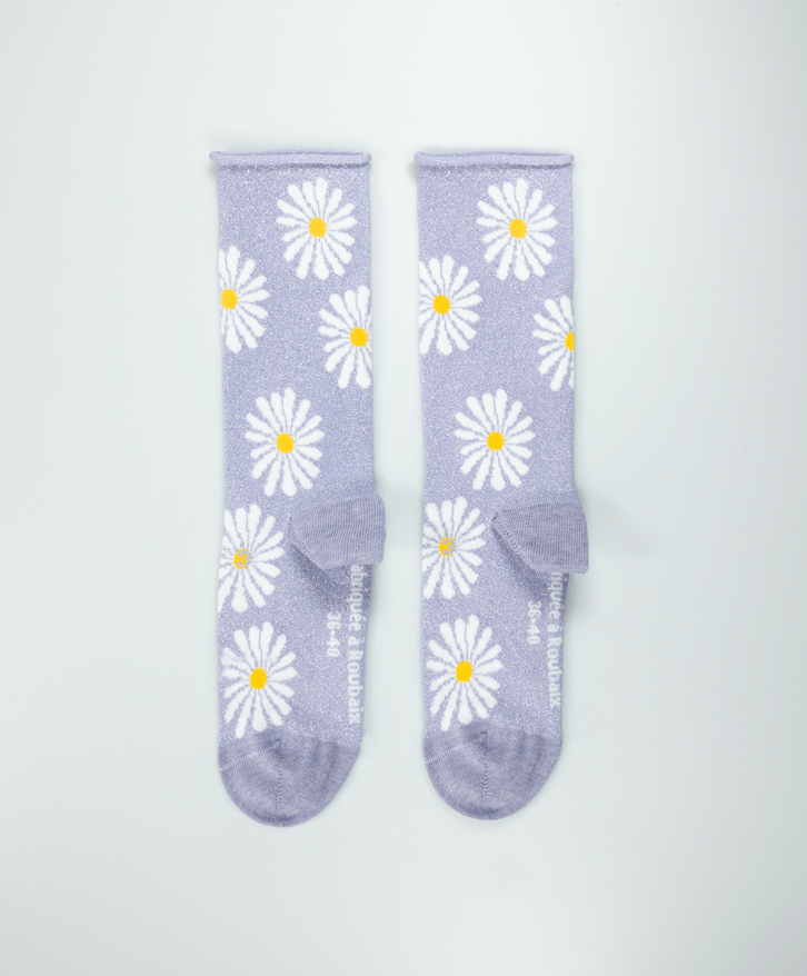 Chaussettes marguerites à paillettes -