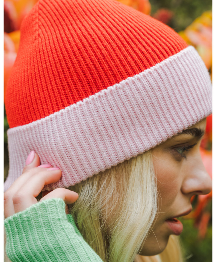 Bonnet bicolore coquelicot - rose