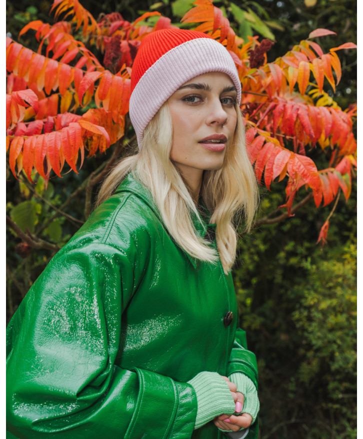 Bonnet bicolore coquelicot - rose