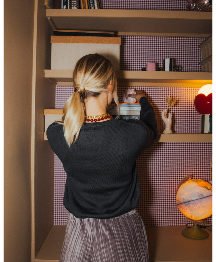 Pull mérinos V uni femme