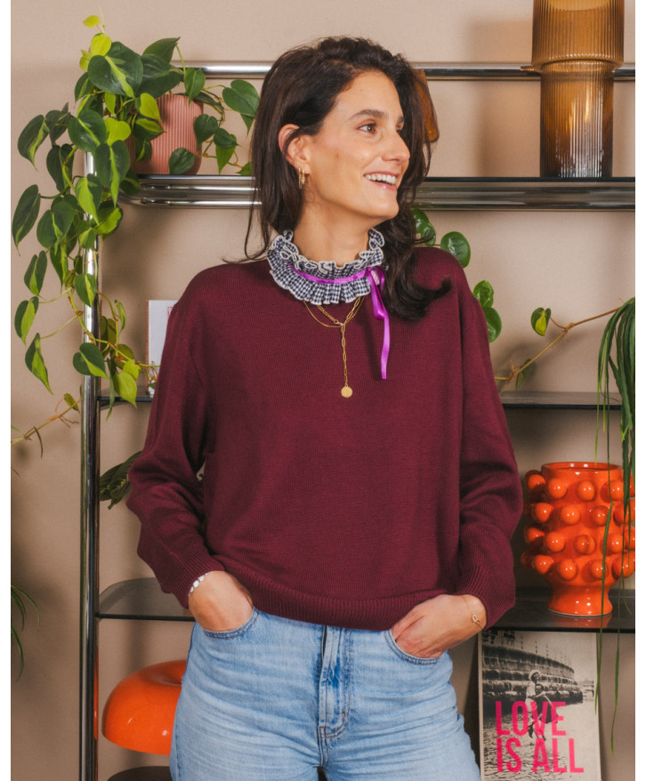 Pull mérinos uni femme -