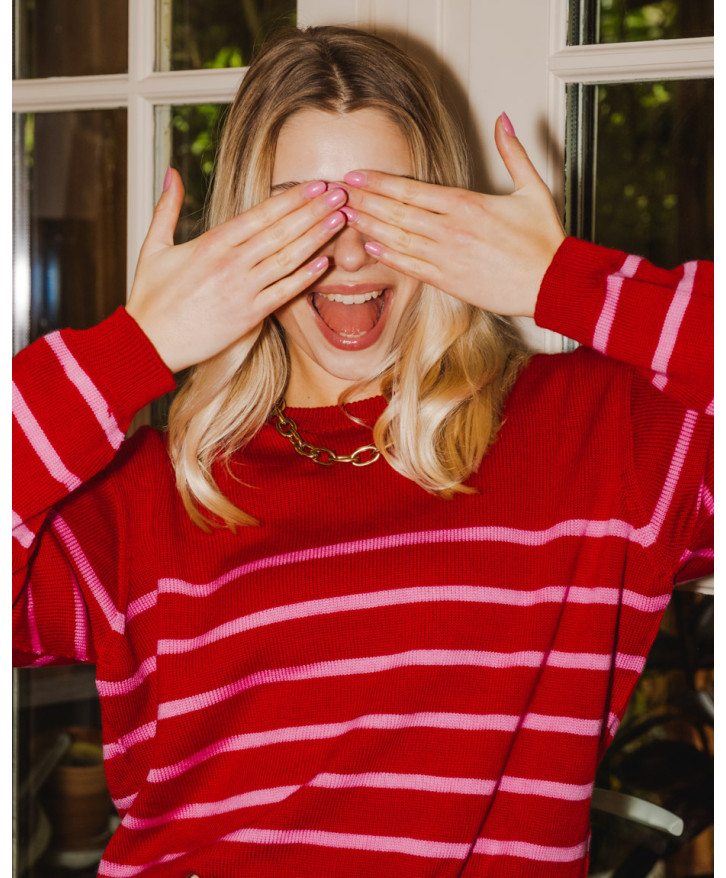 Pull mérinos rayé femme