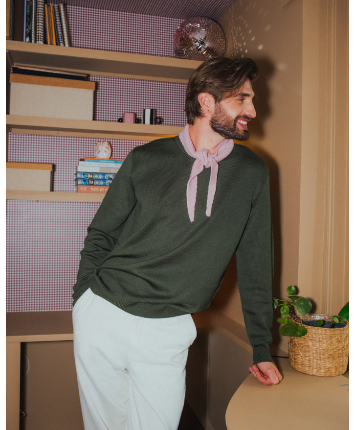 Pull mérinos uni homme -