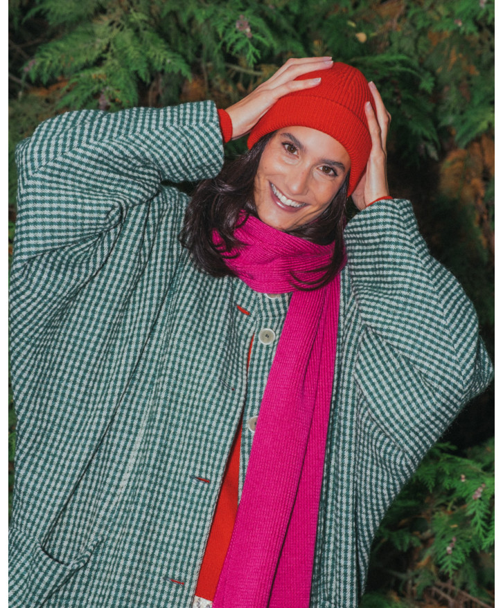 Bonnet en laine mérinos coquelicot -