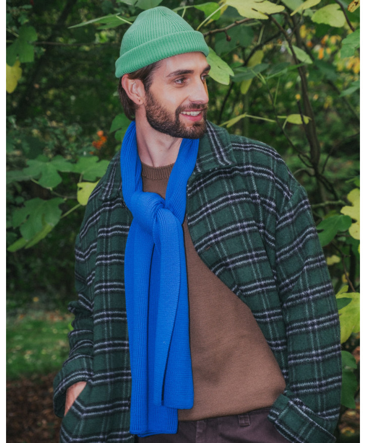 Écharpe en laine mérinos bleu électrique