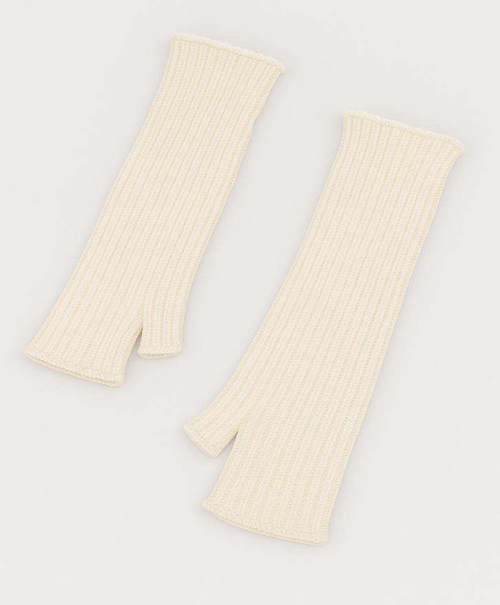 Mitaines longues en laine mérinos écru