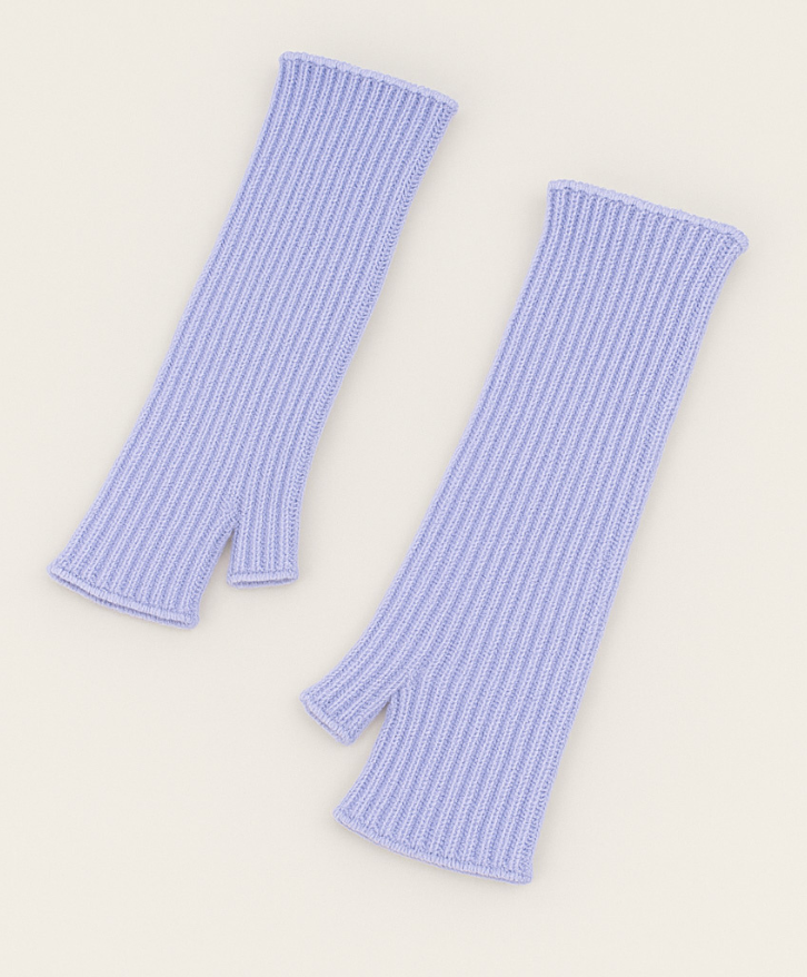 Mitaines longues en laine mérinos lavande -