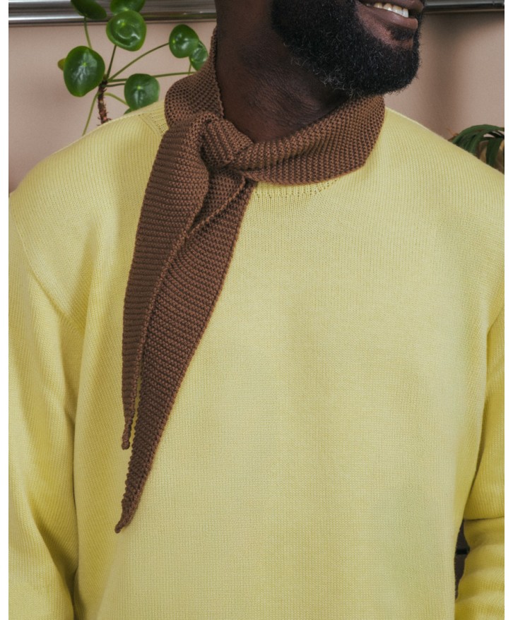 Foulard en laine mérinos marron -