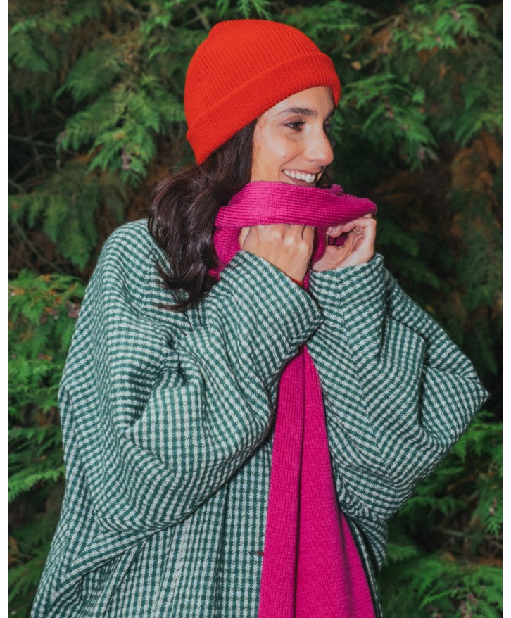 Écharpe en laine mérinos fuchsia -