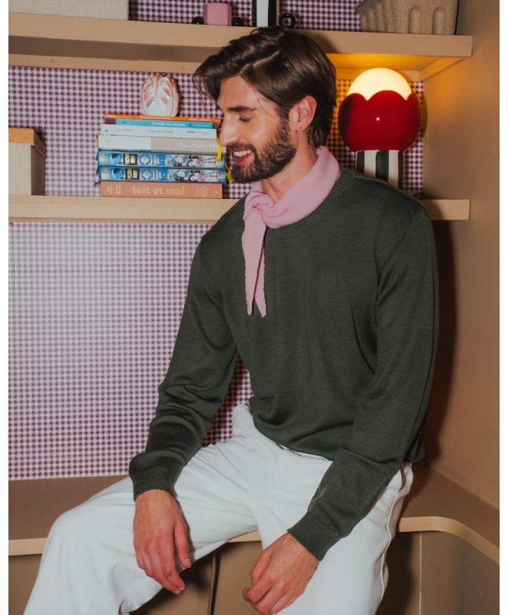 Foulard en laine mérinos rose pâle -