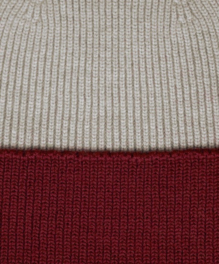 Bonnet bicolore greige - bordeaux -